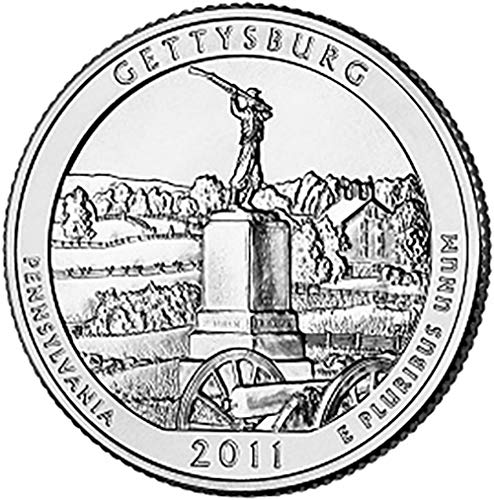 2011, P & D BU Гетисбърг, Национален парк, Пенсилвания, NP Quarter Choice, Необращенный монетен двор на САЩ, Комплект от 2 монети