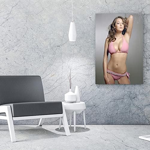 Красотата на едно Момиче Снимка на Плакат Изкуството на най-Секси Блондинка в Розово Бикини Поза Декор за Баня Начало Декор 24x32 инча (60x80 см), Без Рамка-Стил
