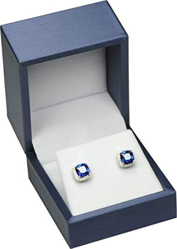 The Jewellery Pak Набор от сините обици, колиета и висулки, Подарък кутия за бижута, Висококачествена и Мека на допир Изкуствена Кожа, Външен Материал, чисто бяло кадифе, Вътрешен размер 2,5 (Sh), 2,5 (Г) 2 (), Син,