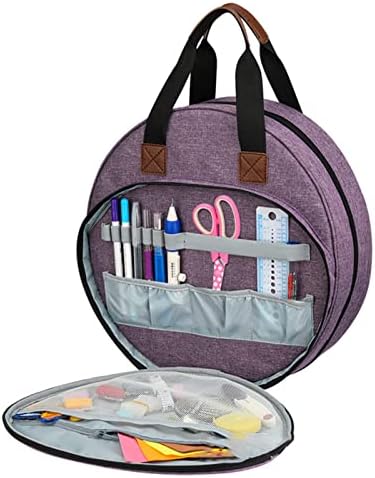 Чанта за съхранение на инструменти за бродиране Meng с цип и Джобове, Кръгла Чанта За съхранение на Проекти Кръстат Бод, Чанта за Плетиво на Аксесоари за бродерия бод