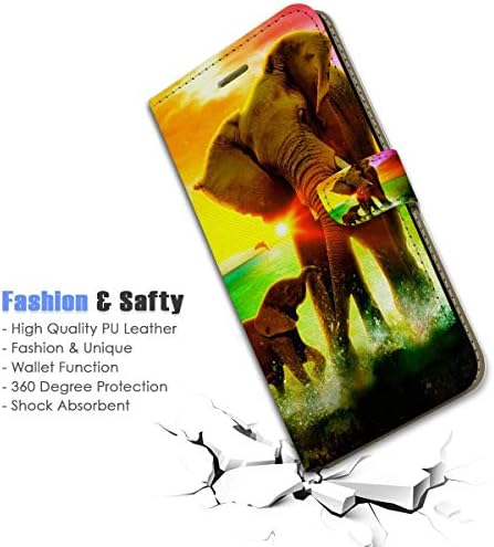 за Samsung A42, за Samsung Galaxy A42 5G, дизайнерски калъф-портфейл с панти капак за телефон, A23243 семейство слонове