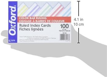 Карта-указатели Oxford Color Bar, 4 x 6 инча, различни цветове, 100 броя в опаковка (05146)