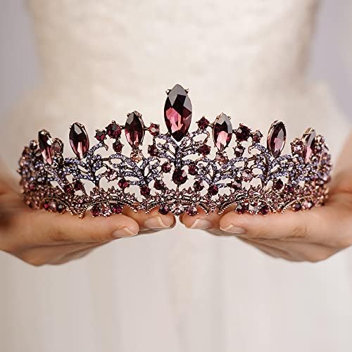 Wekicici Кралица барок, crown, реколта кристален сватбена тиара, превръзка на главата принцеса с кристали за жени, момичета, рожден ден, абитуриентски бал