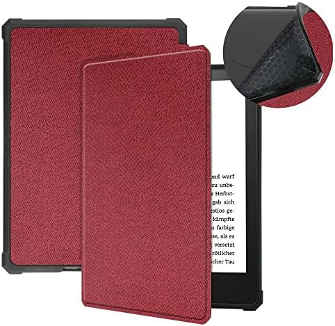 Текстилен калъф само за новия Kindle 8-то поколение година освобождаването - Най-тънкият и лек smart-калъф с функция за автоматично събуждане / сън - Червен