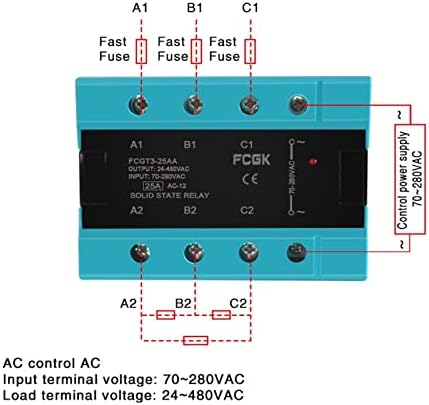 Трифазно твердотельное реле GICK DA 25A 40A 100A на постоянен ток в променлив трифазни SSR 3-32 vdc 24-480 В (Цвят: DC Control AC, Размер: 40A)
