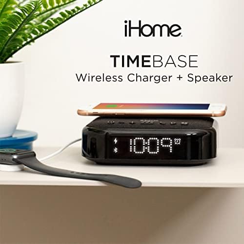 Будилник iHome TIMEBASE II с двойно зареждане с безжична Bluetooth и USB зареждане, Часовници за безжичното зареждане (iBTW22)
