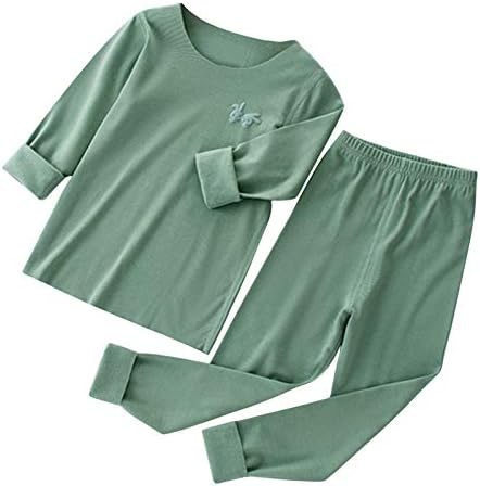 Комплект Детска пижама с дълъг ръкав За деца, Дрехи за почивка, Пижами За момичета И Момчета, Дълги Памучни Пижами За Момичета, за малки момичета (Зелен, 5-6 години)