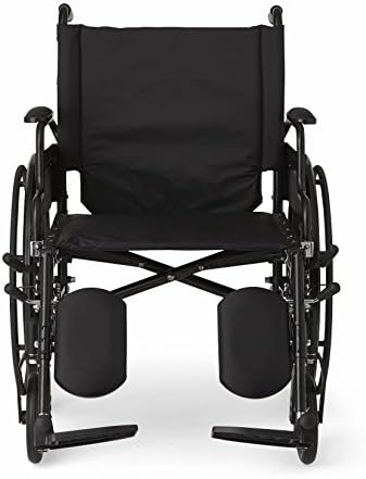 Ультралегкая инвалидна количка Medline Premium с откидывающимися подлакътници на масата, и покачването на щанд за краката, за допълнителен комфорт, Черна Седалка 20 x 18 инч