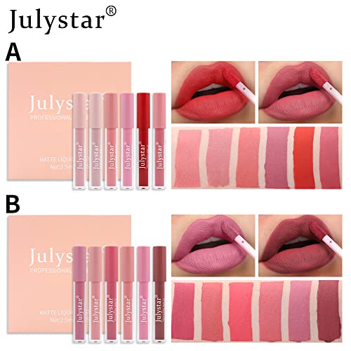 Набор от матирана червила, Julystar Matte lip glaze, цвят червило, популярна набор от блесков за устни за грим (група B)