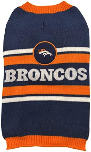 Пуловер за кучета NFL Denver Broncos, размера е Много Голям. Топъл и Уютен Вязаный Пуловер за домашни любимци с логото на отбор от NFL, най-Добрият пуловер за кученца от Малки и Големи Кучета