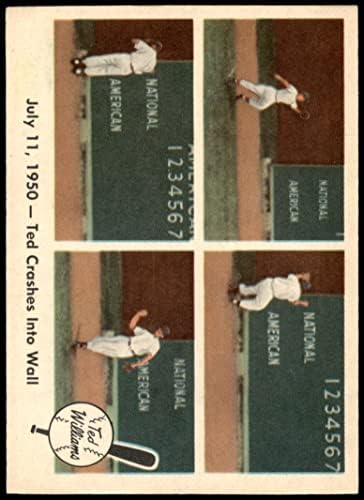 1959 Fleer 40 Тед катастрофи в стената Тед Уилямс Бостън Ред Сокс (Бейзболна картичка) EX/MT Red Sox