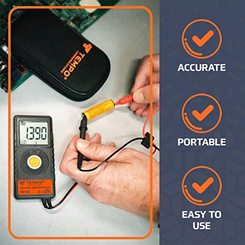 Ултрапортативен джобен мултицет Tempo Communications - Автоматично определяне на обхвата, 6000 точки - Измерва променливо напрежение, постоянен ток, променлив ток, постоянен т