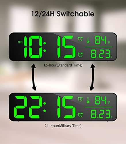(с адаптер 5v/2 А) Цифрови часовници за всекидневна декор/офис/Гараж, Стенни/Настолни Часовници, Съвременните Цифрови часовници с огромни ясни цифри за показване на ч