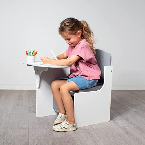 Детски стол Milliard, бюро с чекмедже за съхранение за деца, детска мебели в модерни нюанси на сиво