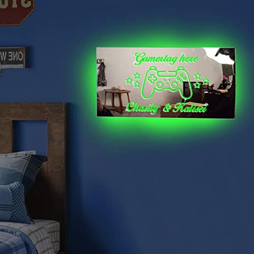 Персонални Геймерская Неонова реклама с Играта, наречен Mirror LED Неонова Лампа за игри стая, Адаптивни 7 Цвята, което променя Осветление, Огледало лека нощ за декора на стените, Геймерские Подаръци за деца, Момчета,